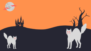 ハロウィン用　Zoom背景　猫と満月